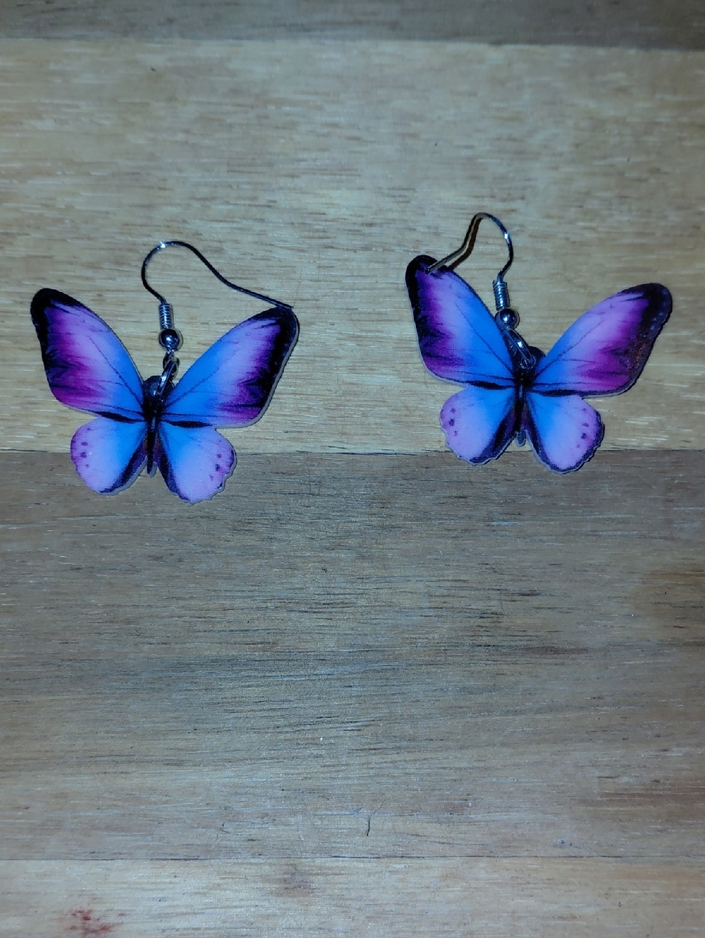Blue & Pink Butterfly Drop Earrings - Women Jewelry